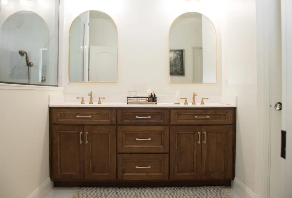 wood cabinets in home bathroom